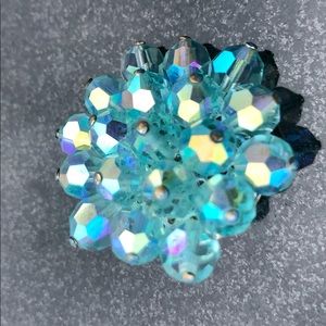 Vintage Pin aurora borealis Blue crystals MCM Brooch